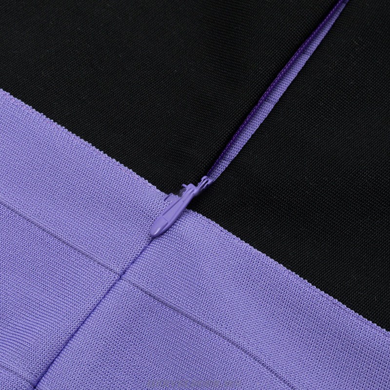 Herve Leger Purple Black Halter Dress