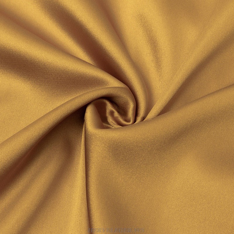Herve Leger Gold Halter Lace Gown
