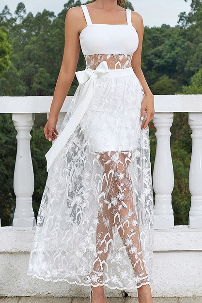Herve Leger White Lace A Line Gown