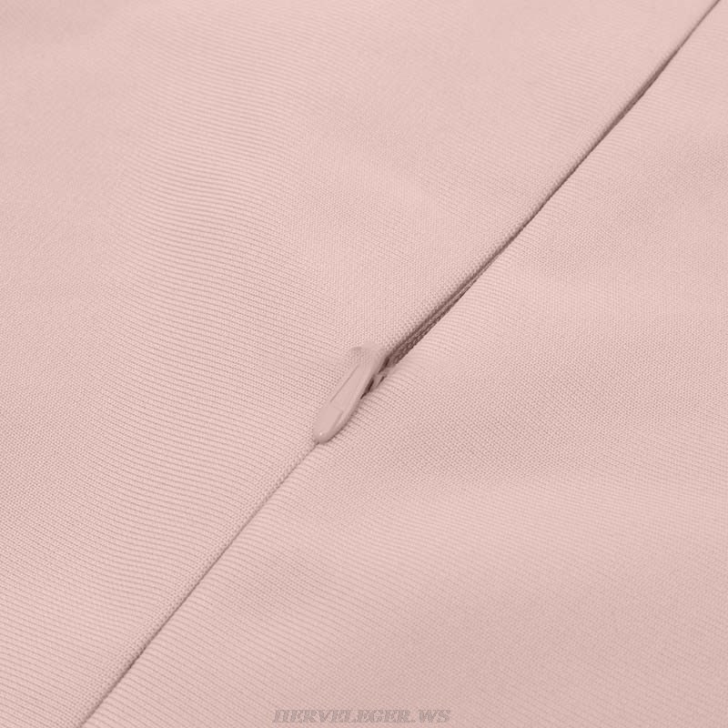 Herve Leger Pink Long Sleeve Midi Dress