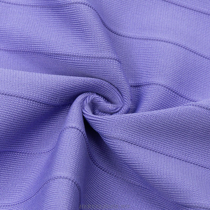 Herve Leger Purple Off Shoulder Midi Dress