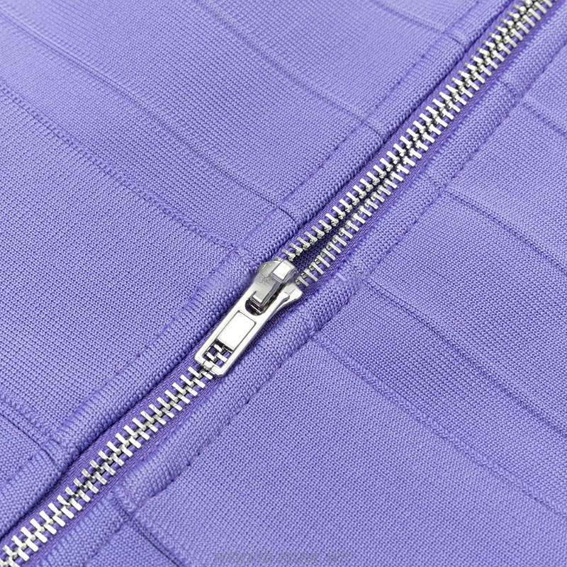Herve Leger Purple Off Shoulder Midi Dress