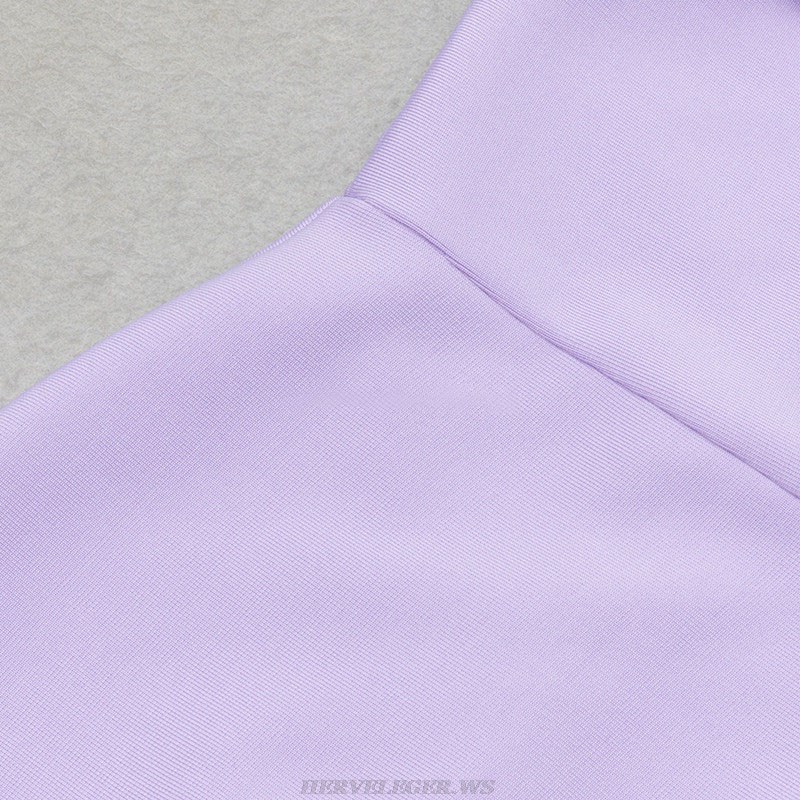 Herve Leger Lavender One Shoulder Midi Dress
