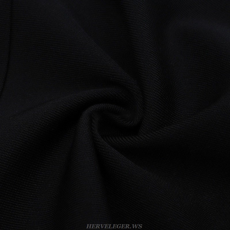 Herve Leger Black Sparkly Mesh Midi Dress