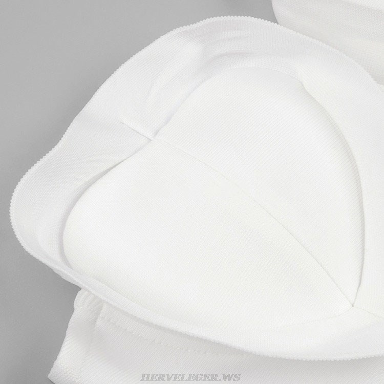 Herve Leger White Strapless Heart Belt Midi Dress