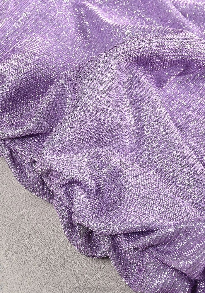 Herve Leger Purple Crystal Straps Sparkly Ruched Dress