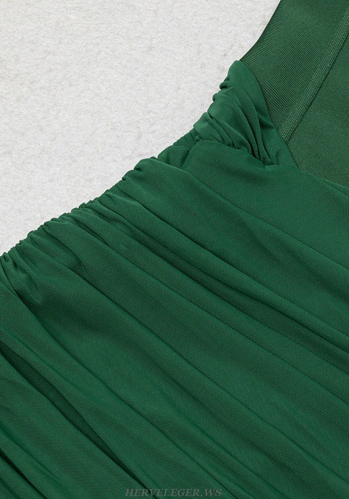 Herve Leger Green Halter Corset Ruched Dress