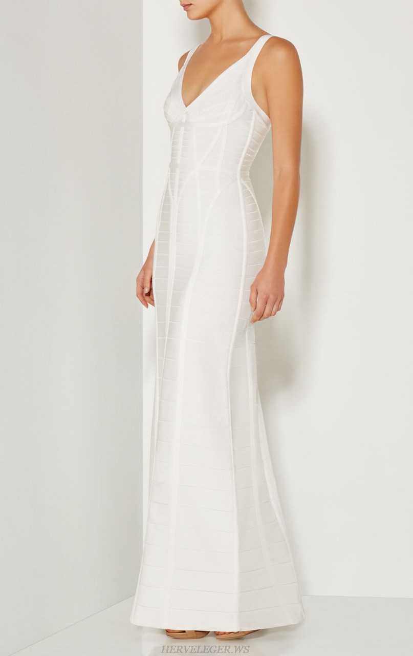 Herve Leger White Evening Gown