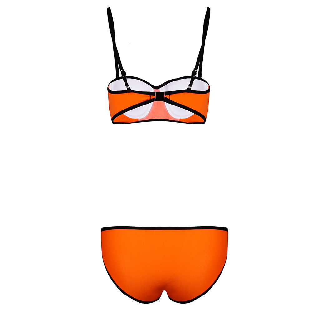 Herve Leger Pink Orange Blue Multicolor Color Block Triangl Bikini