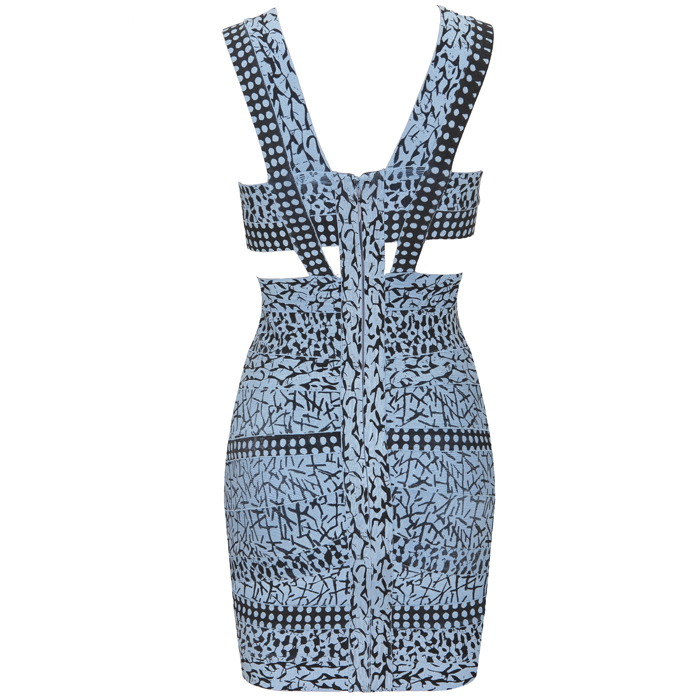 Paris Hilton Dress Herve Leger Blue Art Printing Dress