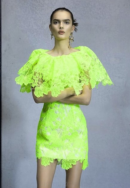 Herve Leger Neon Lace Bandage Dress