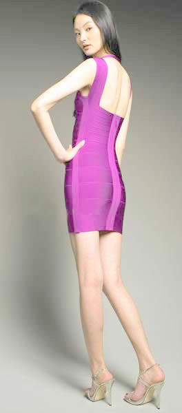 Herve Leger Novelty Essential Bandage Dress Purple