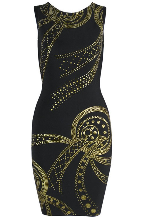 slim fit dress slacks L.Styles' Black and Gold Signature Midi Dress, Women's, Size: Small