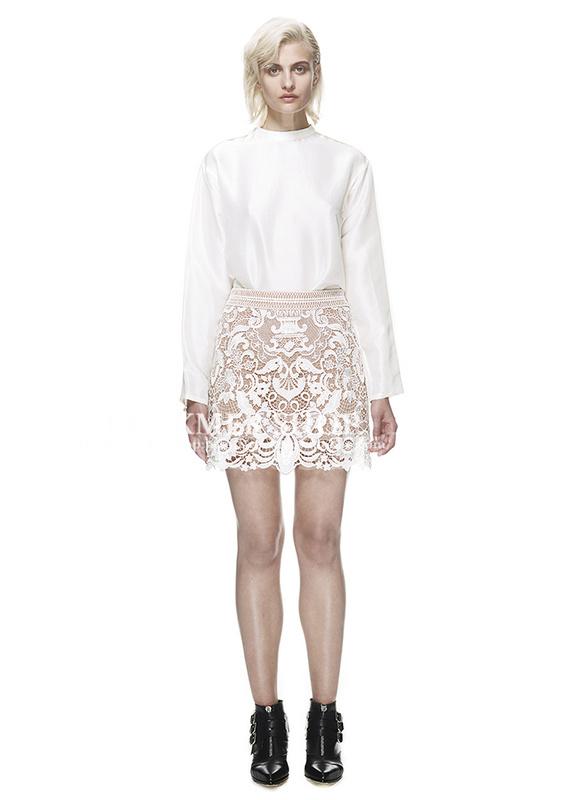Herve Leger 2015 White Lace Mini Skirt