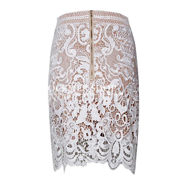 Herve Leger 2015 White Lace Mini Skirt