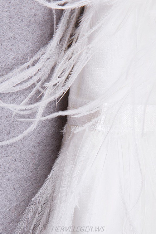 Kira Kosarin Dress Herve Leger White And Black Feather Strapless Dress