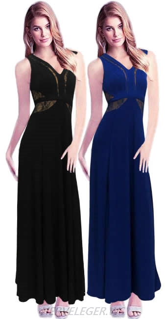 Herve Leger 2015 Black And Blue Multicolor V Neck Sleeveless Chiffon Gown
