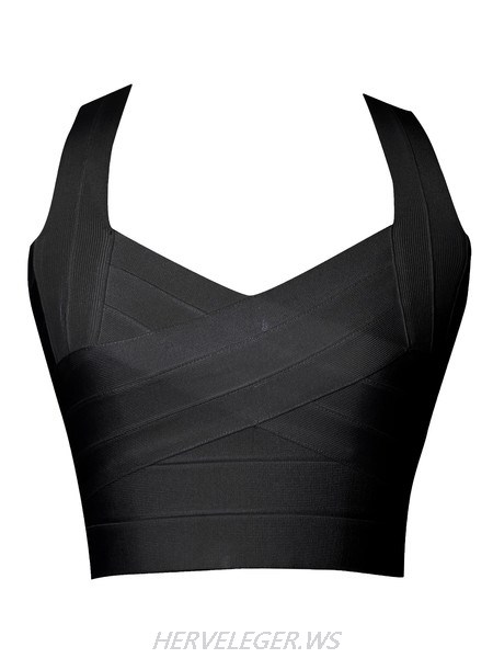 Herve Leger Black Bandage Bustier Top