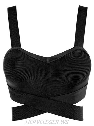 Herve Leger Black Criss Cross Bustier Top