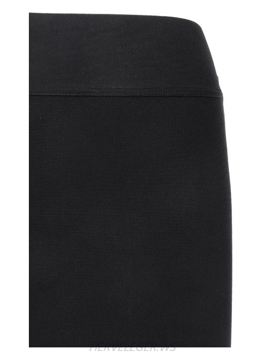 Herve Leger Black Flared Hem Bandage Skirt