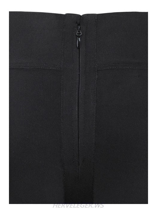 Herve Leger Black Flared Hem Bandage Skirt