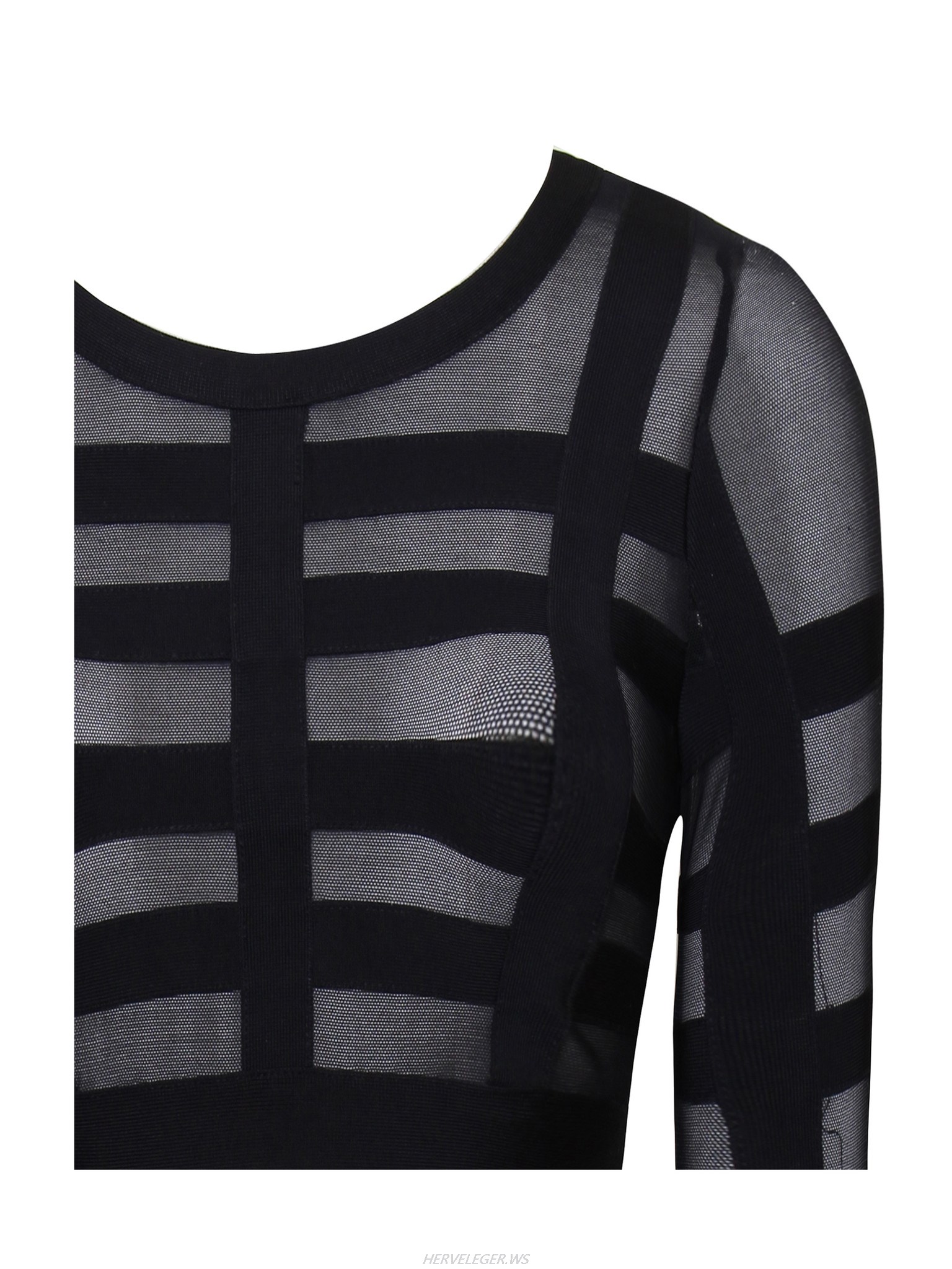 Herve Leger Black Luna Bandage and Sheer Mesh Cropped Top
