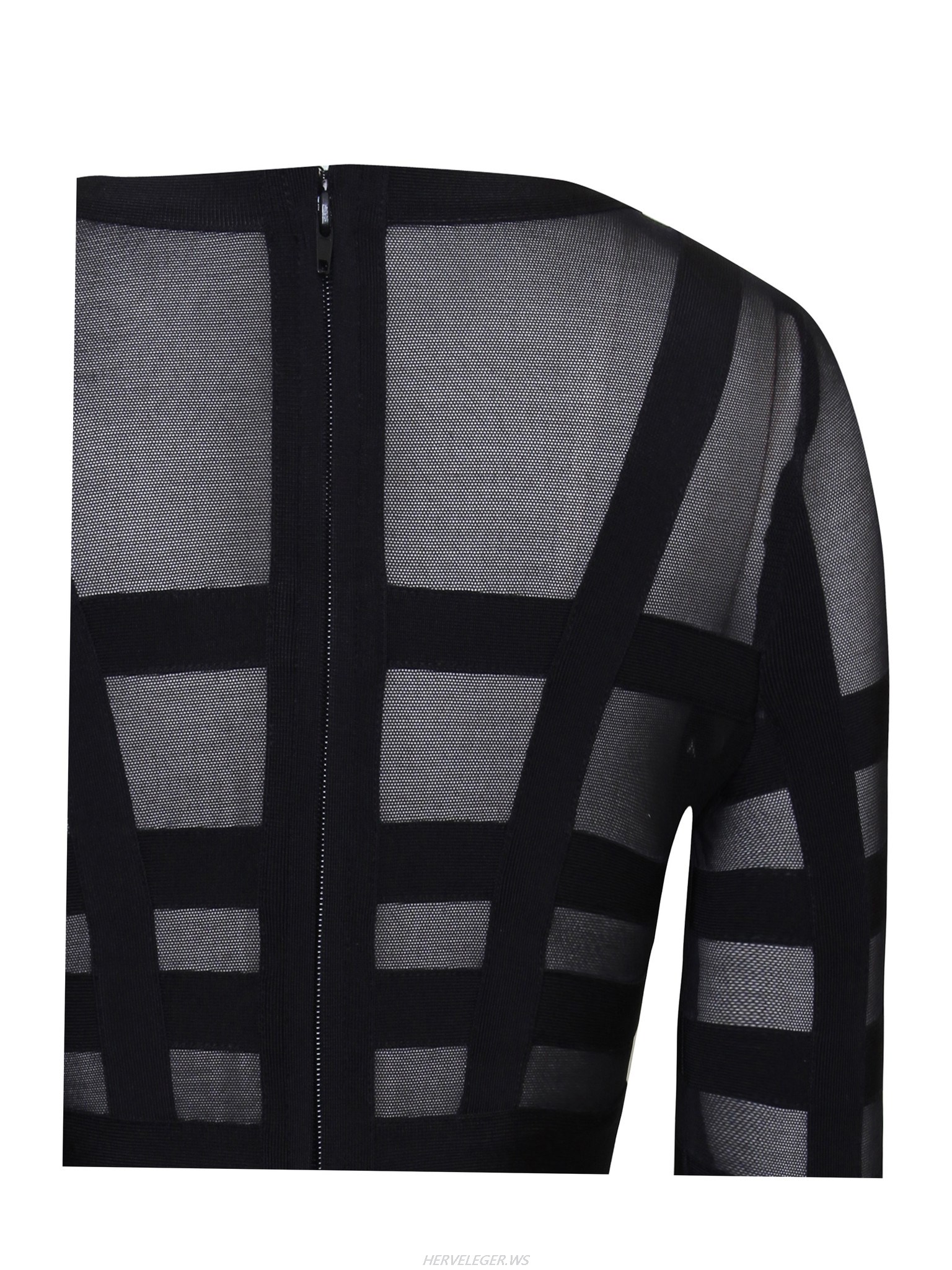 Herve Leger Black Luna Bandage and Sheer Mesh Cropped Top