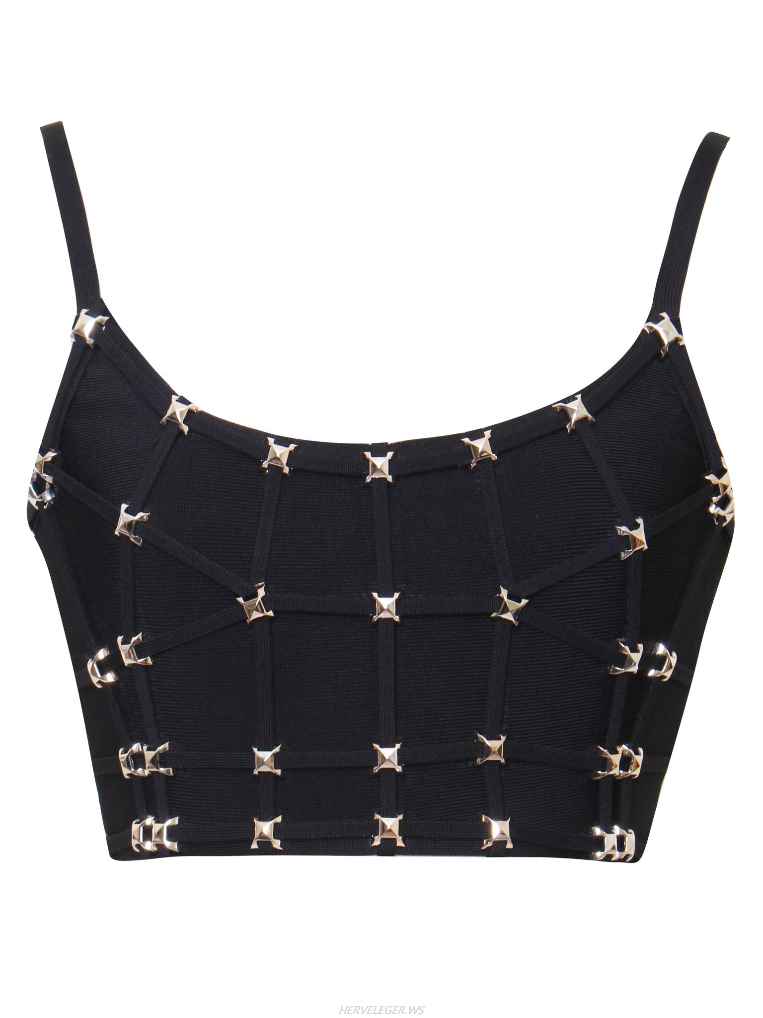 Herve Leger Black Stud Detail Bandage Crop Top