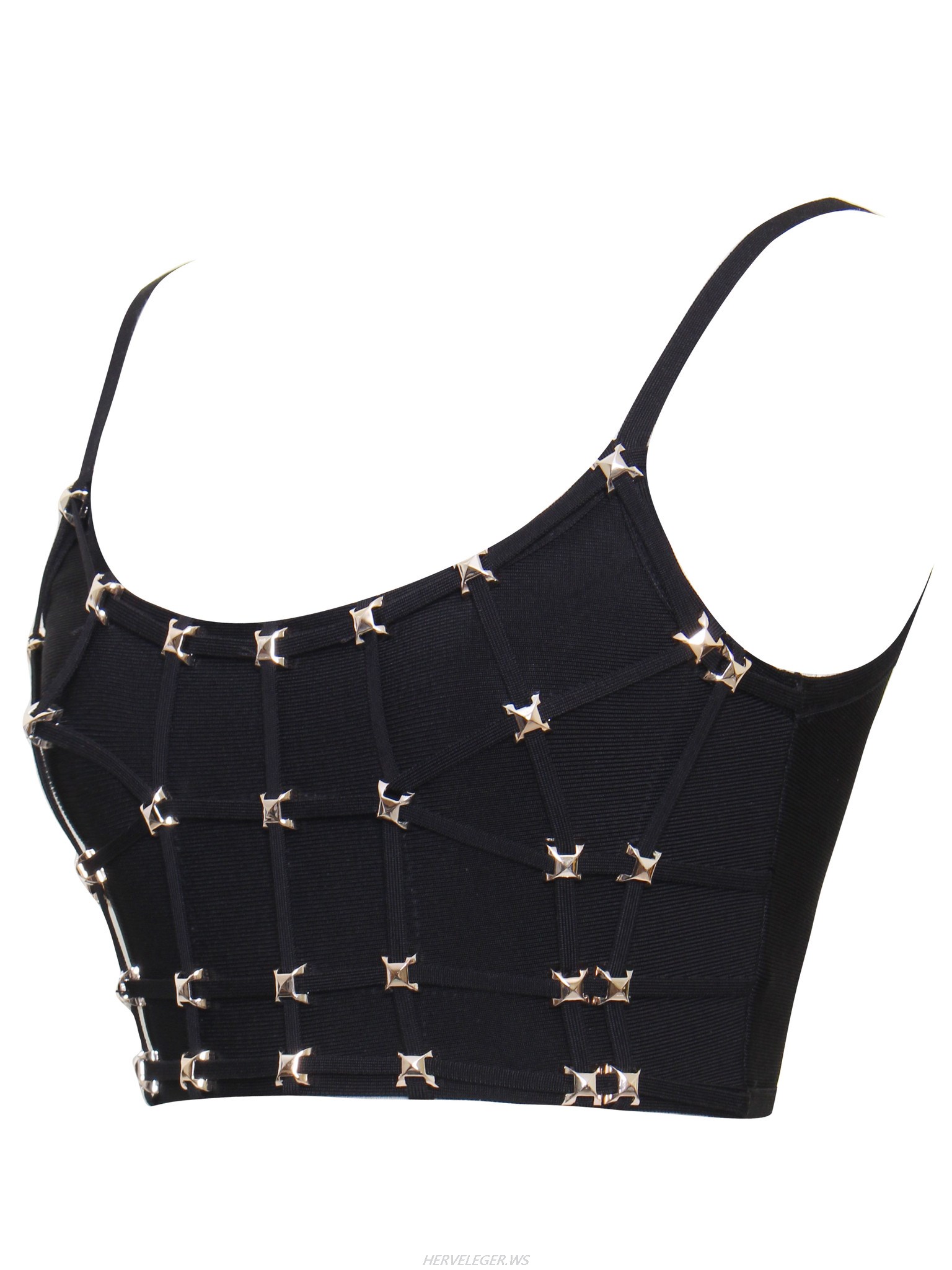 Herve Leger Black Stud Detail Bandage Crop Top
