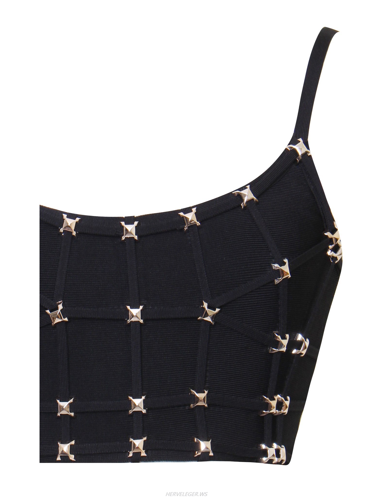 Herve Leger Black Stud Detail Bandage Crop Top