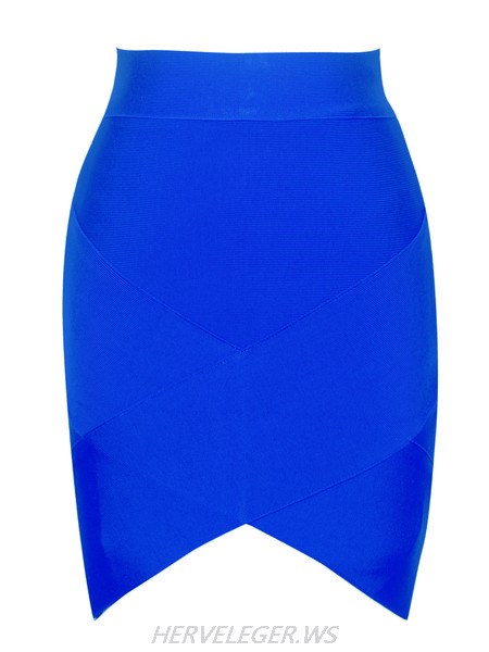 Herve Leger Blue Petal Hem Bandage Skirt