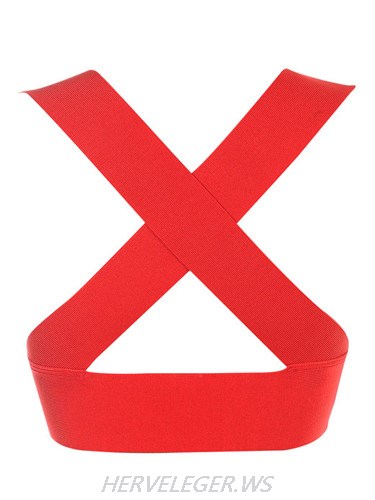 Herve Leger Deep V Red Bandage Bralette