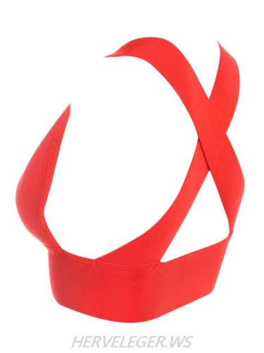 Herve Leger Deep V Red Bandage Bralette