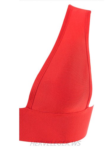 Herve Leger Deep V Red Bandage Bralette
