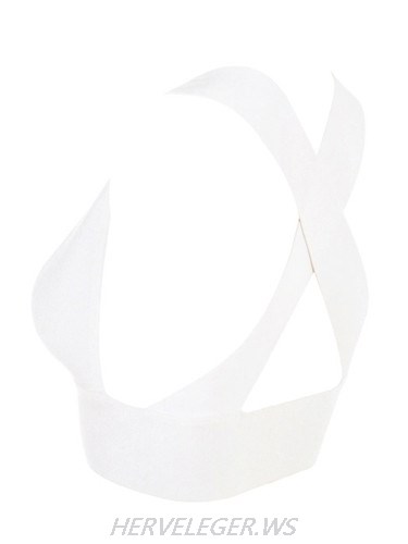 Herve Leger Deep V White Bandage Bralette