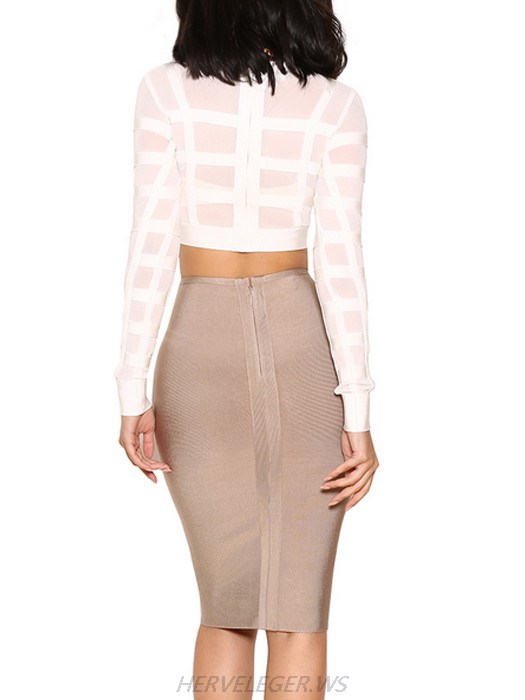 Herve Leger Luna Bandage and Sheer Mesh Cropped Top