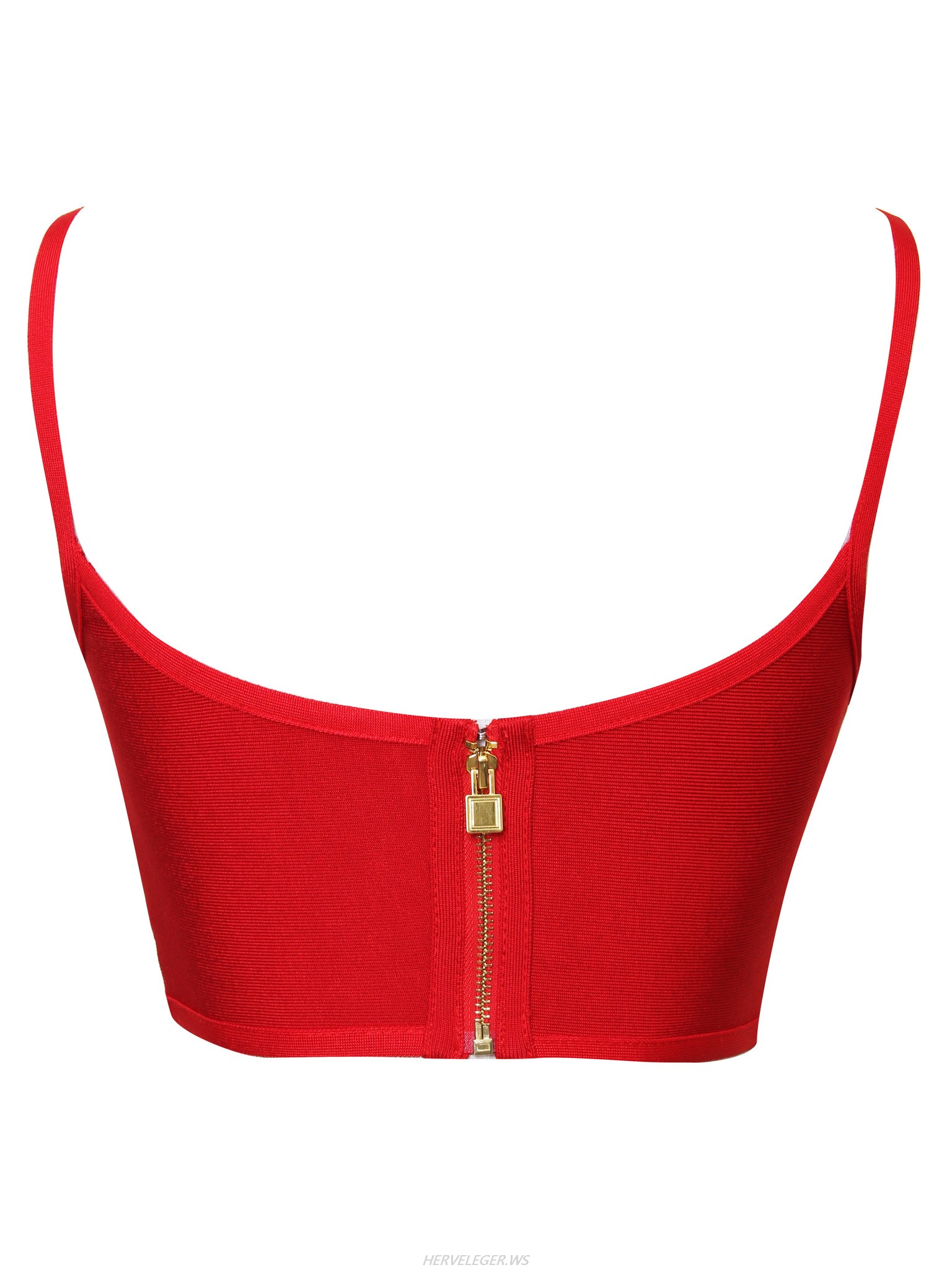 Herve Leger Red Stud Detail Bandage Crop Top