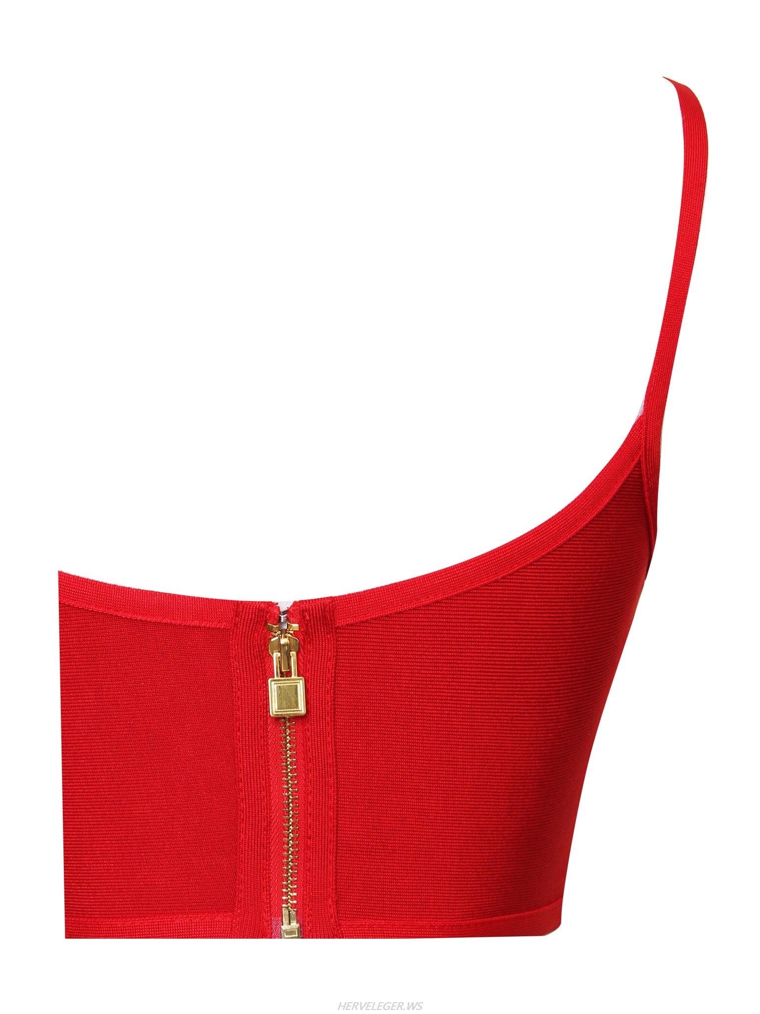 Herve Leger Red Stud Detail Bandage Crop Top