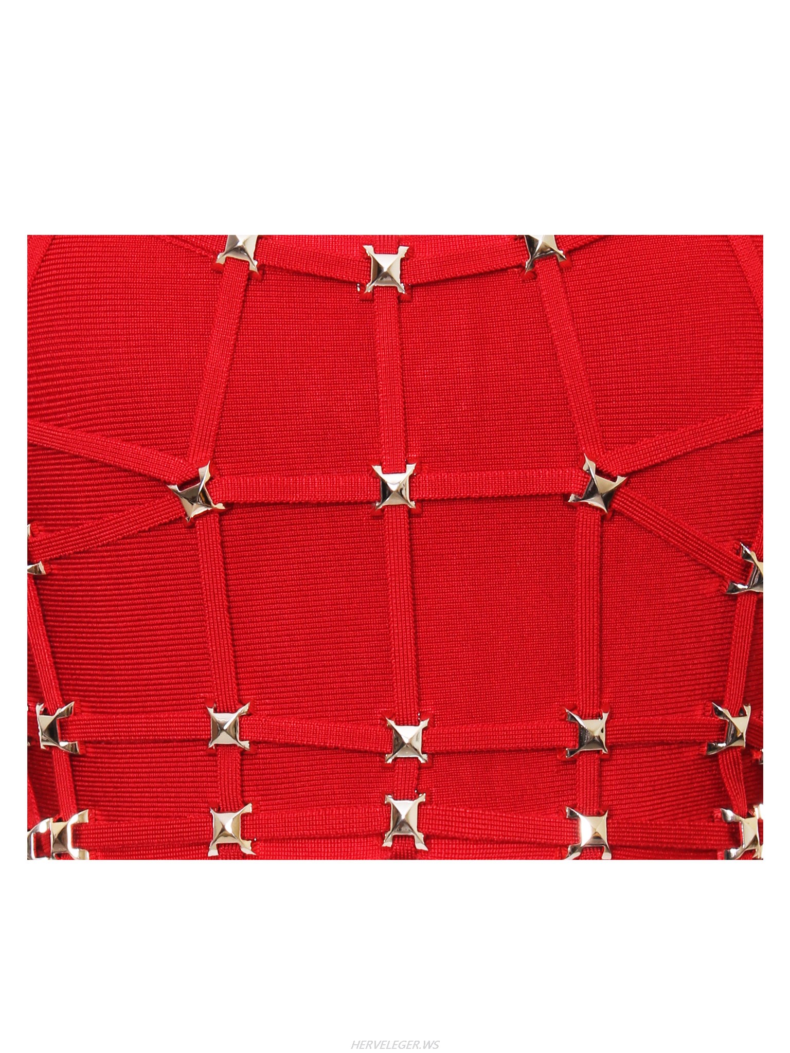 Herve Leger Red Stud Detail Bandage Crop Top