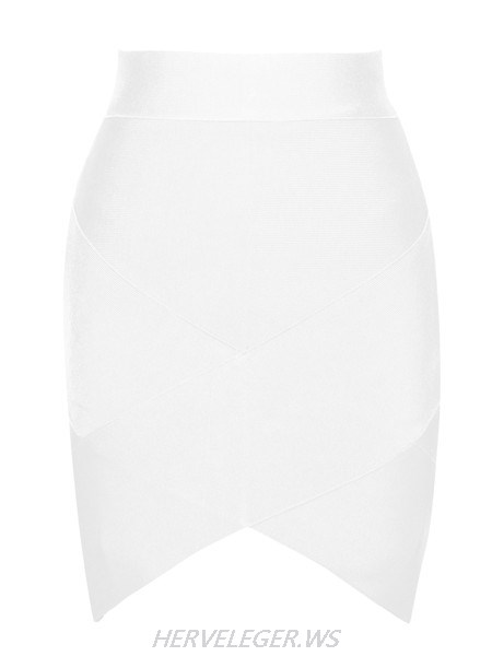 Herve Leger White Petal Hem Bandage Skirt