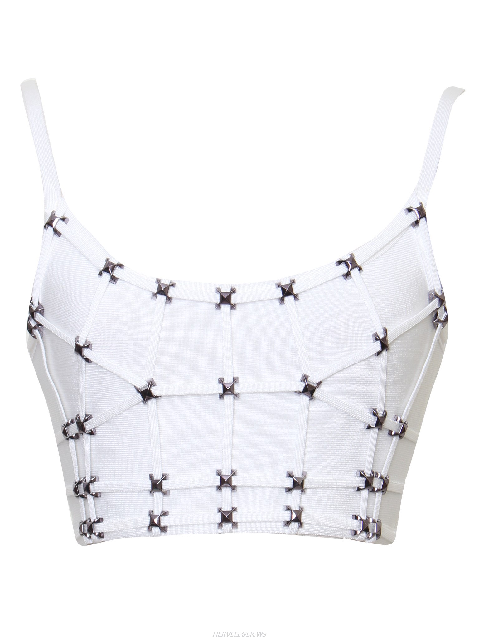 Herve Leger White Stud Detail Bandage Crop Top