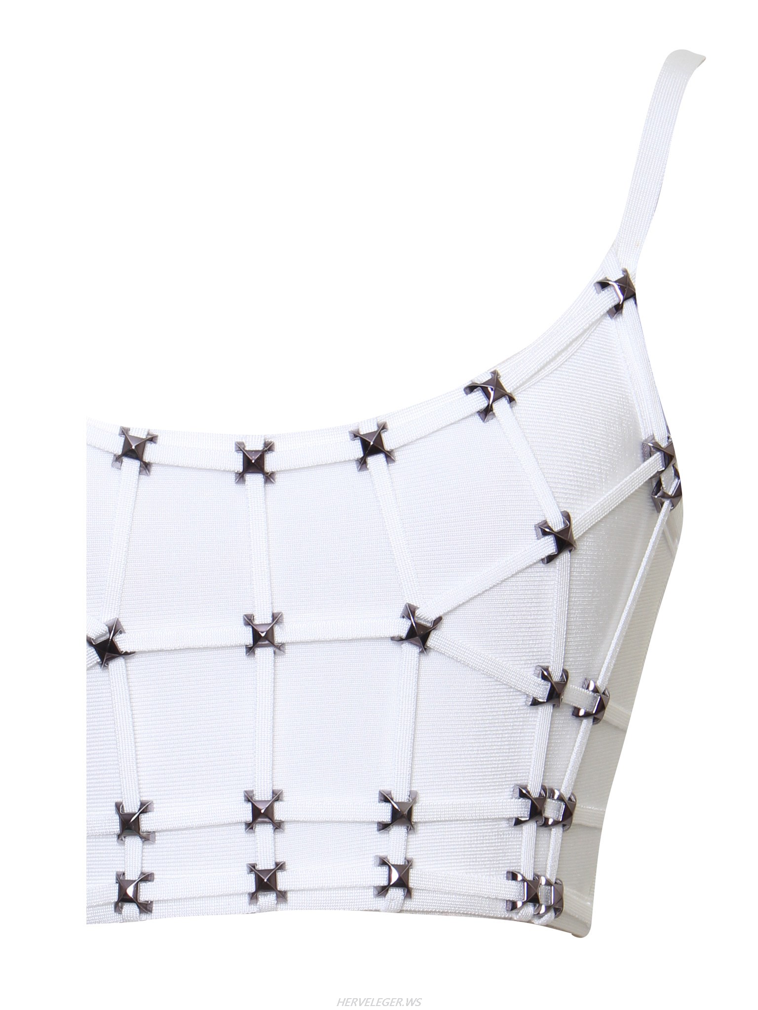 Herve Leger White Stud Detail Bandage Crop Top
