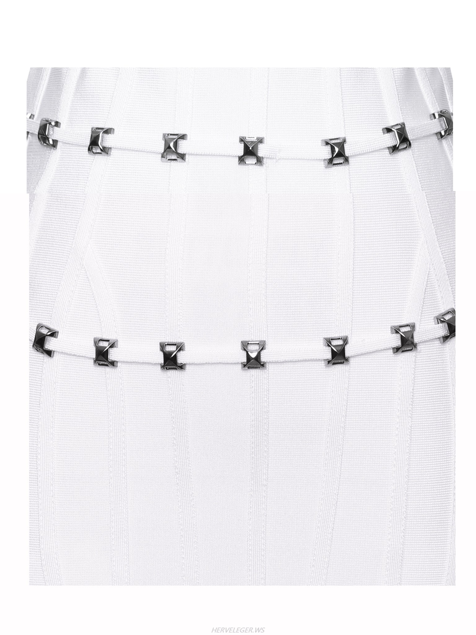 Herve Leger White Stud Detail Bandage Skirt