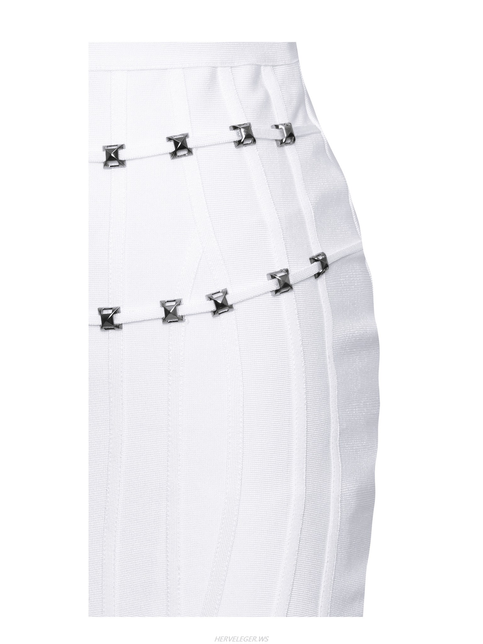 Herve Leger White Stud Detail Bandage Skirt