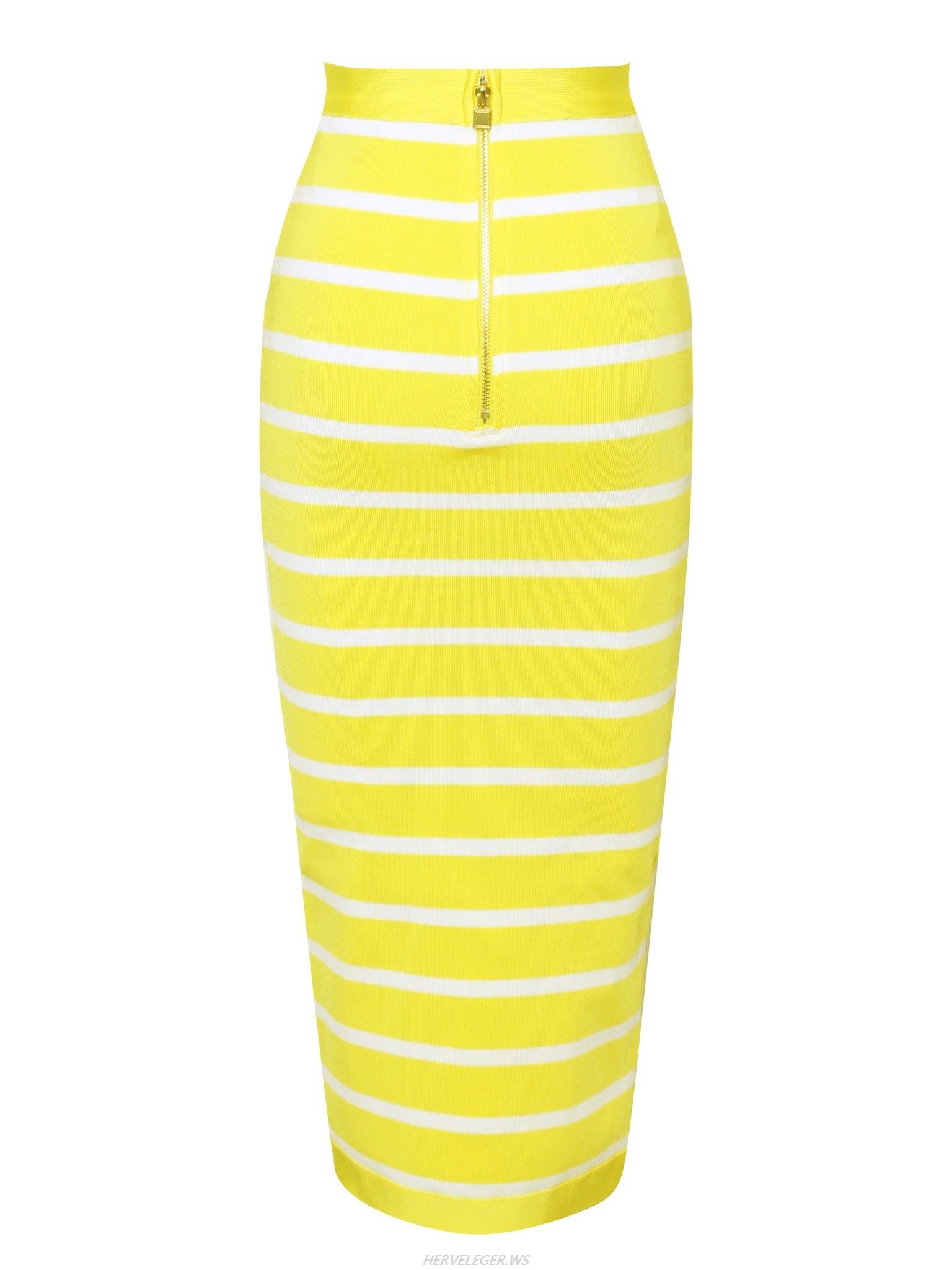 Herve Leger Yellow Horizontal Strip Bandage Skirt