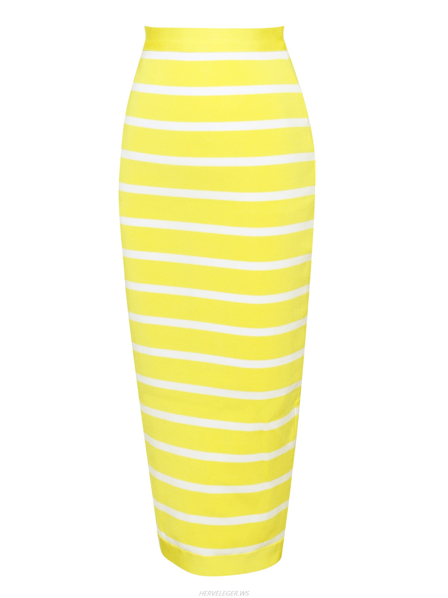 Herve Leger Yellow Horizontal Strip Bandage Skirt