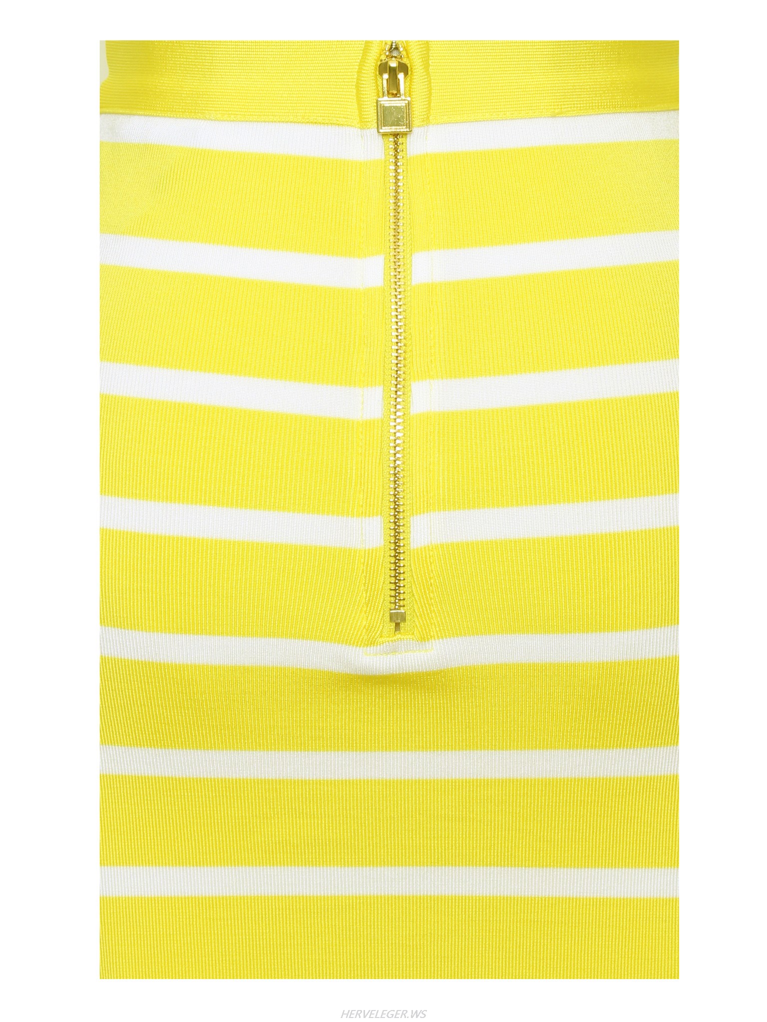 Herve Leger Yellow Horizontal Strip Bandage Skirt