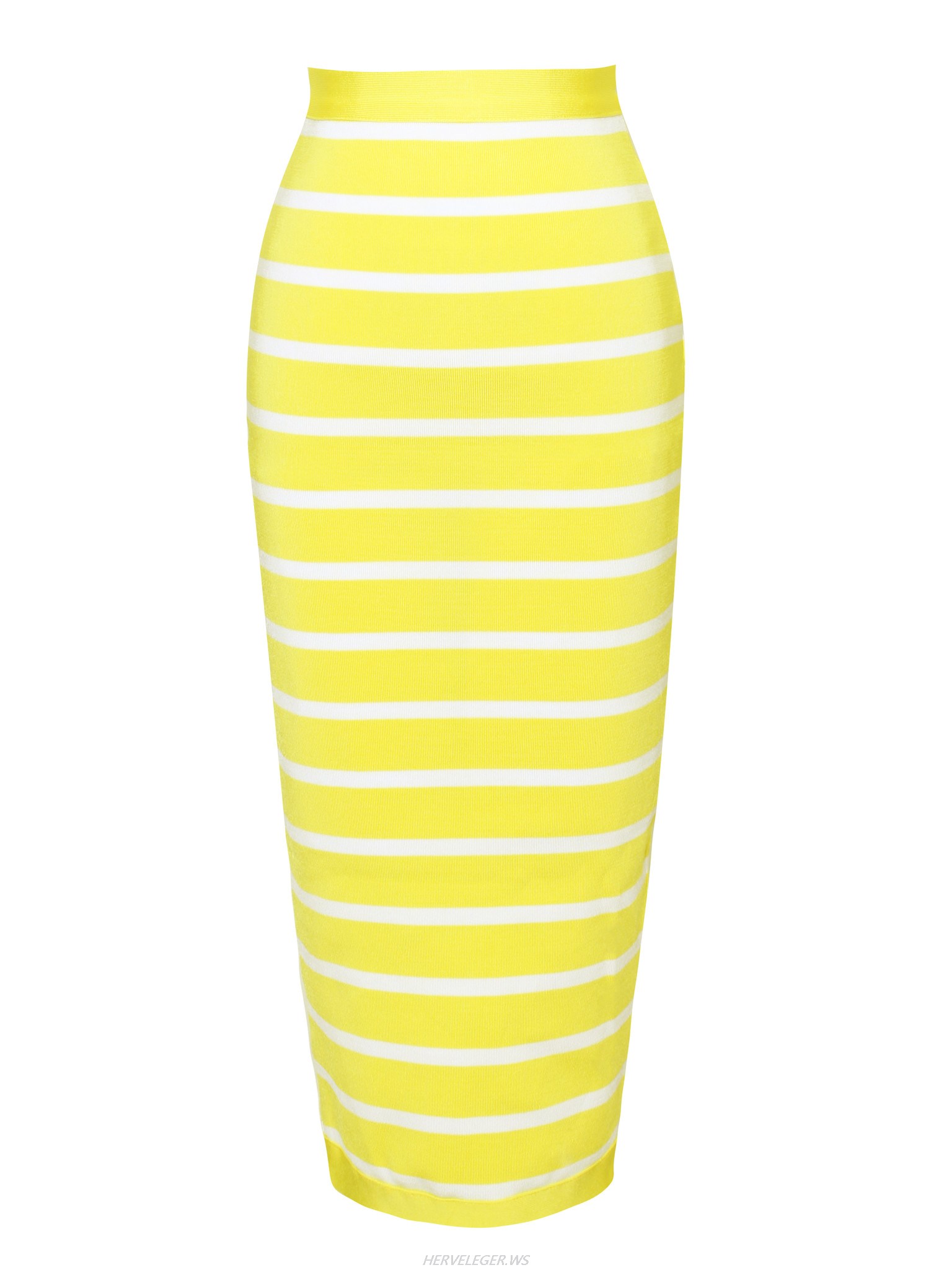 Herve Leger Yellow Horizontal Strip Bandage Skirt
