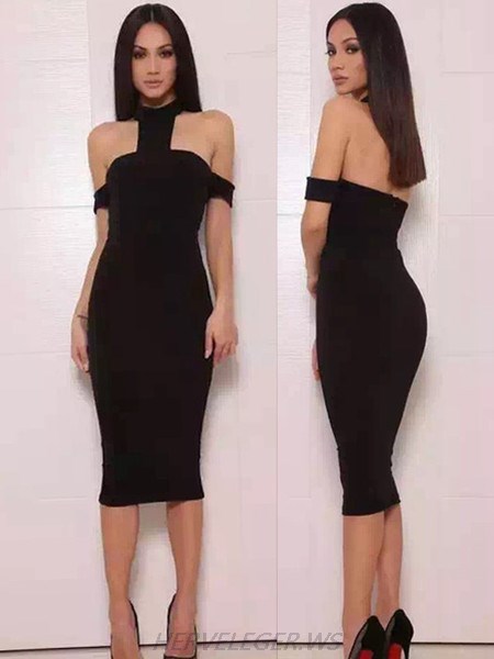 Herve Leger Kendra Choker Off Shoulder Dress