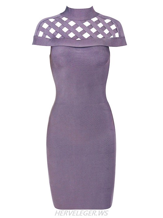 Herve Leger Lattice Shoulder Detail Dress